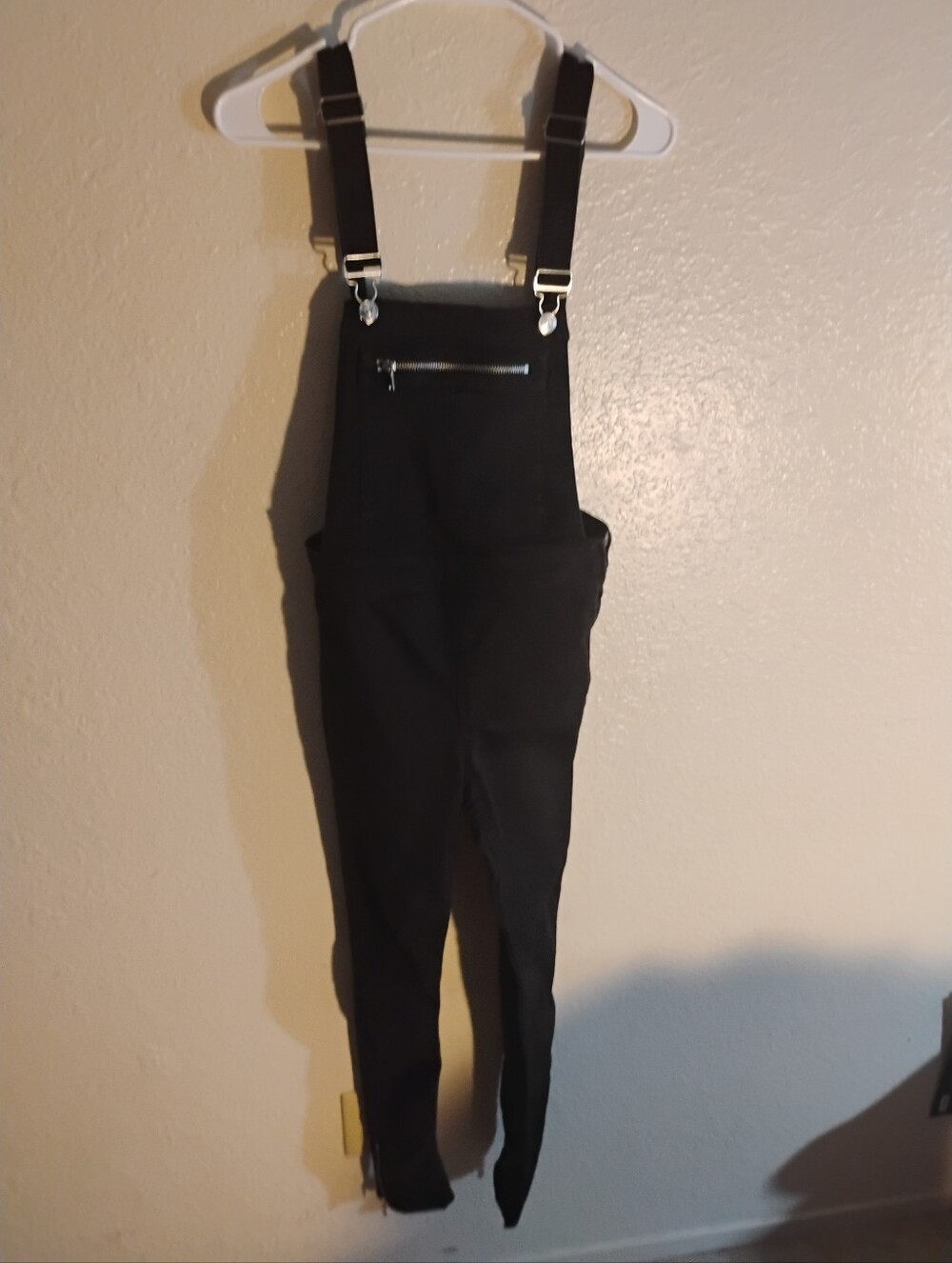 Divided Hm Black Women's Bib Overalls Jumpsuit with Front Zip Pocket